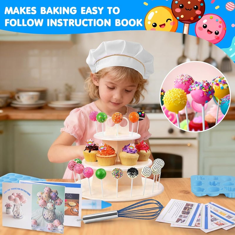 Ranchitel Cake Pop Maker Kit with Cake Pop Sticks Silicone Christmas Cake Pop Mold Cake Stand Chocolate Candy Melting Pot Lollipop Instructions Visual Recipe Cards Icing Piping Tips Cake Topper Baking Supplies - Image 3